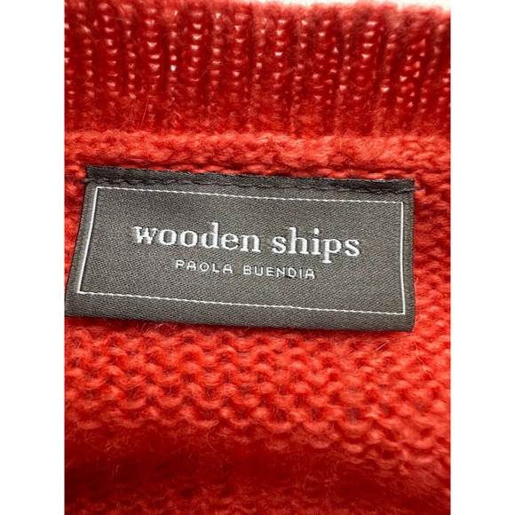 Wooden Ships Paola Buendia Orange Salmon Pullover Sweater Wool Mohair XS/S - Picture 7 of 9